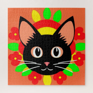Schattig Kattengezicht Levendige Illustratie Legpuzzel