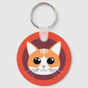 Schattig Kattengezicht Levendige Illustratie Sleutelhanger
