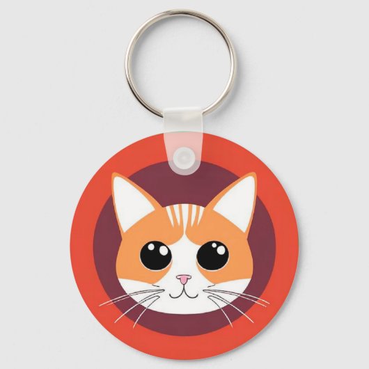 Schattig Kattengezicht Levendige Illustratie Sleutelhanger (Voorkant)