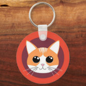 Schattig Kattengezicht Levendige Illustratie Sleutelhanger (Achterkant)