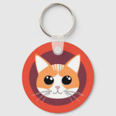 Schattig Kattengezicht Levendige Illustratie Sleutelhanger (Achterkant)