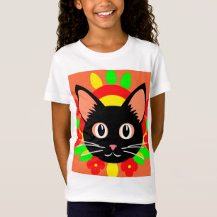 Schattig Kattengezicht Levendige Illustratie T-shirt