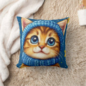 Schattig kattengezicht met oranje vacht kussen (Deken)