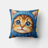 Schattig kattengezicht met oranje vacht kussen (Achterkant)