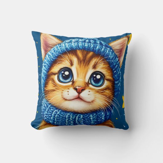 Schattig kattengezicht met oranje vacht kussen (Voorkant)