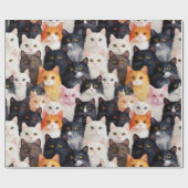 Schattig kattengezicht naadloos cadeaupapier (Vlak)