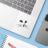 Schattig Kattengezicht Sticker (Laptop met iPhone)