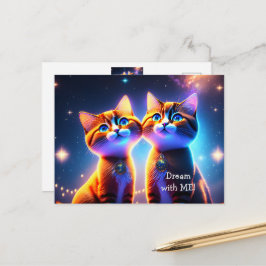 Schattig kattenkoppel onder de sterrenhemel - briefkaart