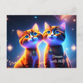 Schattig kattenkoppel onder de sterrenhemel -    briefkaart (Voorkant)