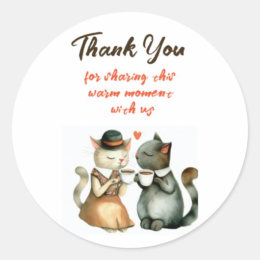 Schattig Kattenkoppel Trouw Dank Je Ronde Sticker (Voorkant)