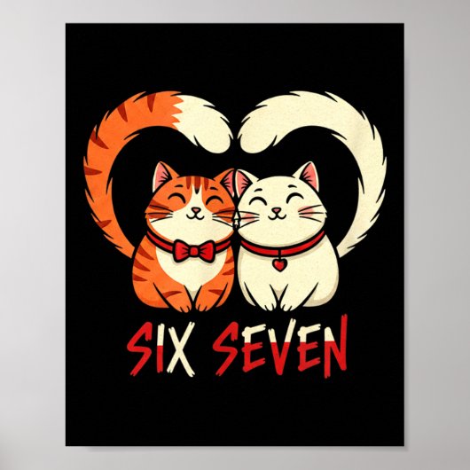 Schattig Kattenkoppel Valentijn Romantische Liefde Poster (Voorkant)