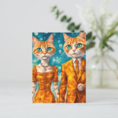 Schattig kattenpaar briefkaart (Staand voorkant)