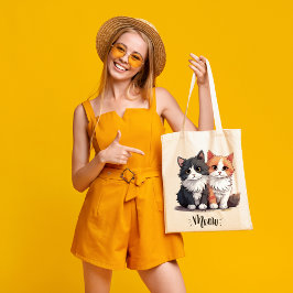 Schattig kattenpaar ontwerp Canvas tas