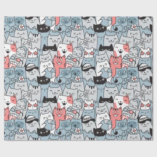 Schattig kattenpapier cadeaupapier (Vlak)