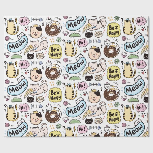 Schattig kattenpapier cadeaupapier (Vlak)