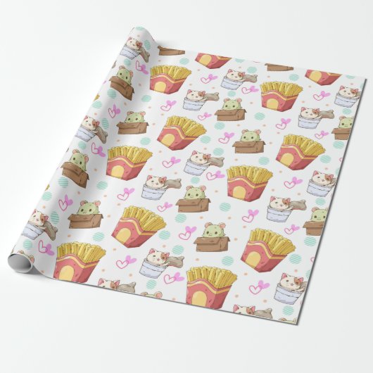 Schattig kattenpapier cadeaupapier (Uitgerold)
