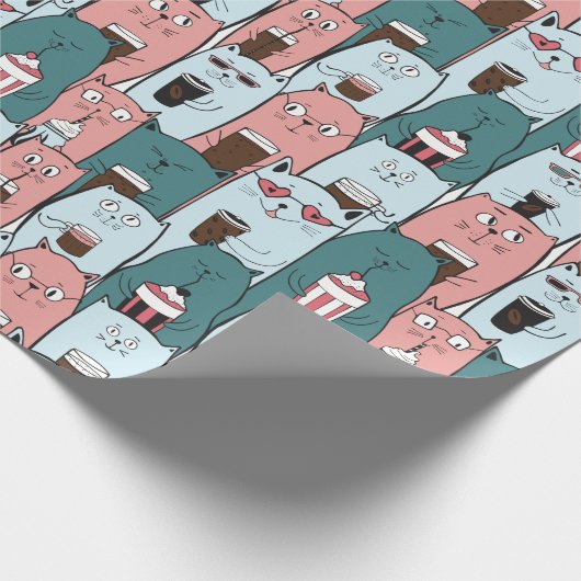 Schattig kattenpapier cadeaupapier (Hoek)