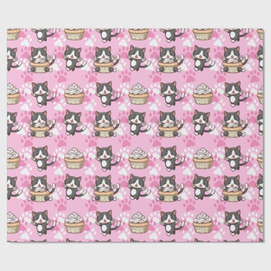Schattig kattenpapier cadeaupapier (Vlak)