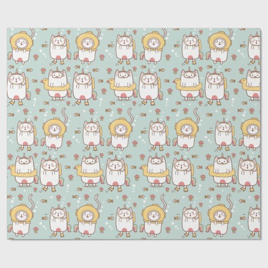 Schattig kattenpapier cadeaupapier (Vlak)