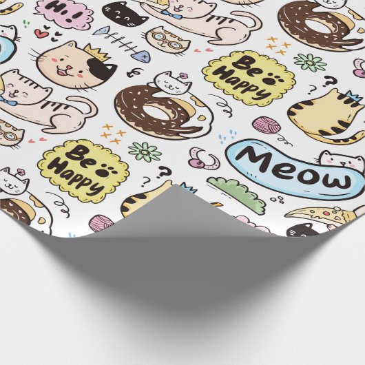 Schattig kattenpapier cadeaupapier (Hoek)