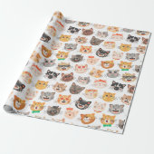 Schattig kattenpapier cadeaupapier (Uitgerold)