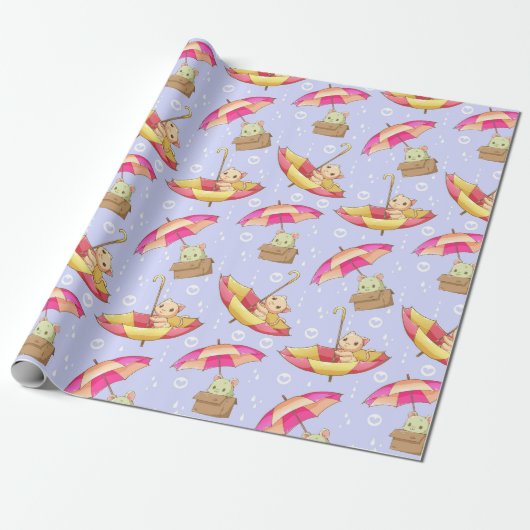 Schattig kattenpapier cadeaupapier (Uitgerold)