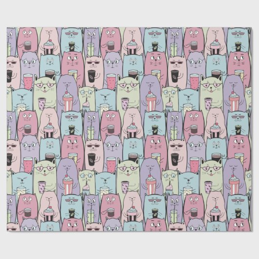 Schattig kattenpapier cadeaupapier (Vlak)