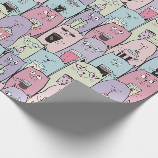 Schattig kattenpapier cadeaupapier (Hoek)