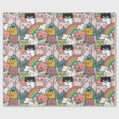 Schattig kattenpapier cadeaupapier (Vlak)