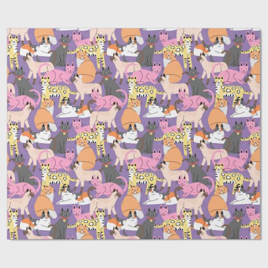 Schattig kattenpapier cadeaupapier (Vlak)