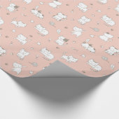Schattig kattenpatroon op roze ompakpapier cadeaupapier (Hoek)