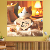 Schattig kattenpluche met oprechte boodschap canvas afdruk (Insitu (Woonkamer))