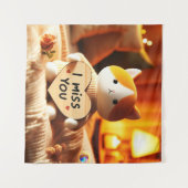 Schattig kattenpluche met oprechte boodschap wandkleed (Voorkant (horizontaal))