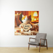 Schattig kattenpluche met oprechte boodschap wandkleed (In situ)