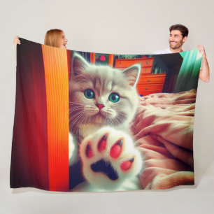 Schattig Kattenpootje Slaat Cozy Portret Fleece Deken