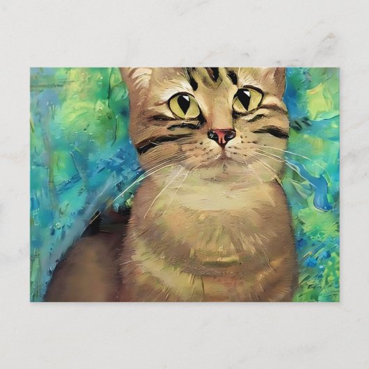 schattig kattenportret in klassieke kunststijl moo briefkaart (Voorkant)