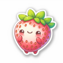 schattig kawaii aardbei fruit sticker