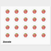Schattig Kawaii Aardbeien Karakter Ronde Sticker (Vel)