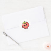 Schattig Kawaii Aardbeien Karakter Ronde Sticker (Envelop)