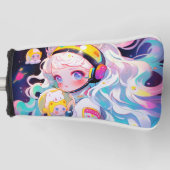 Schattig Kawaii anime meisje in de ruimte Golfheadcover (Voorkant)