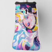 Schattig Kawaii anime meisje in de ruimte Golfheadcover (Draai 90)