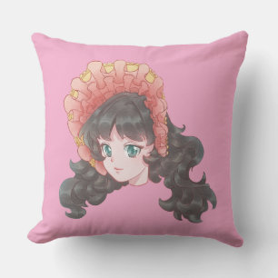 Schattig Kawaii Anime Meisje in Mutstekent Kussen