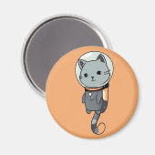 Schattig Kawaii Astronaut Kitten Magneet (Voorkant / Achterkant)