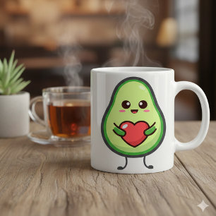Schattig Kawaii Avocado Hart Liefde - Aardige Gezo Tweekleurige Koffiemok