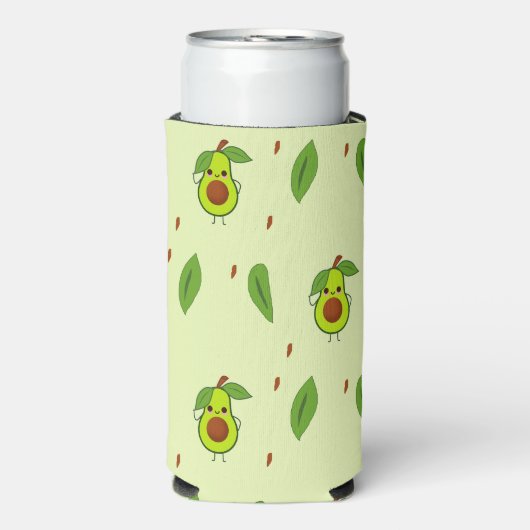 Schattig kawaii avocado patroon groen seltzer blikjeskoeler (Seltzer Voorkant)