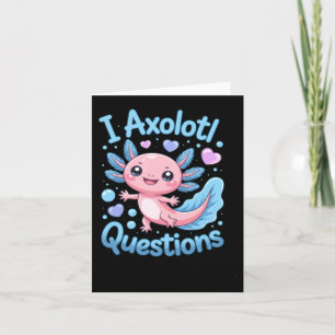 Schattig Kawaii Axolotl Vragen Blauw En Roze Kaart