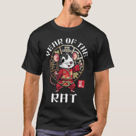 Schattig Kawaii Aziatische Chinese Rat Zodiac Maan T-shirt