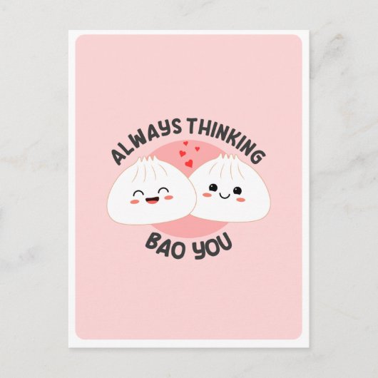 Schattig Kawaii Bao Dumpling Aziatisch Eten Pun Li Briefkaart (Voorkant)