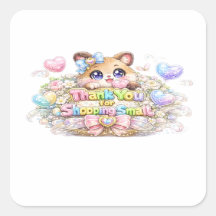 Schattig Kawaii Bedankt Voor Winkelen Kleine Kat P