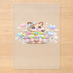 Schattig Kawaii Bedankt Voor Winkelen Kleine Kat S Acryl Uitnodigingen